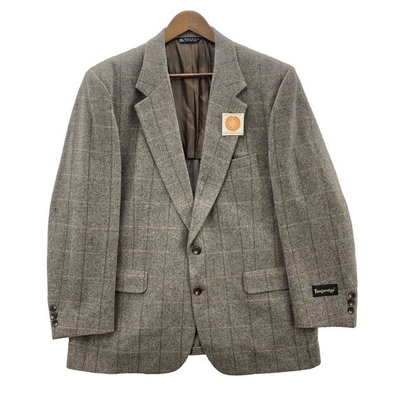 Kingsridge Madden Tweed Herringbone Blazer Men's 45R Tan Wool Preppy USA NWT - Picture 1 of 16